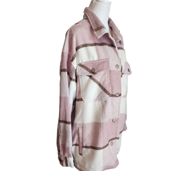 NEW Buckle Ashley by 26 International Mauve Plaid Shacket Jacket - Picture 6 of 14